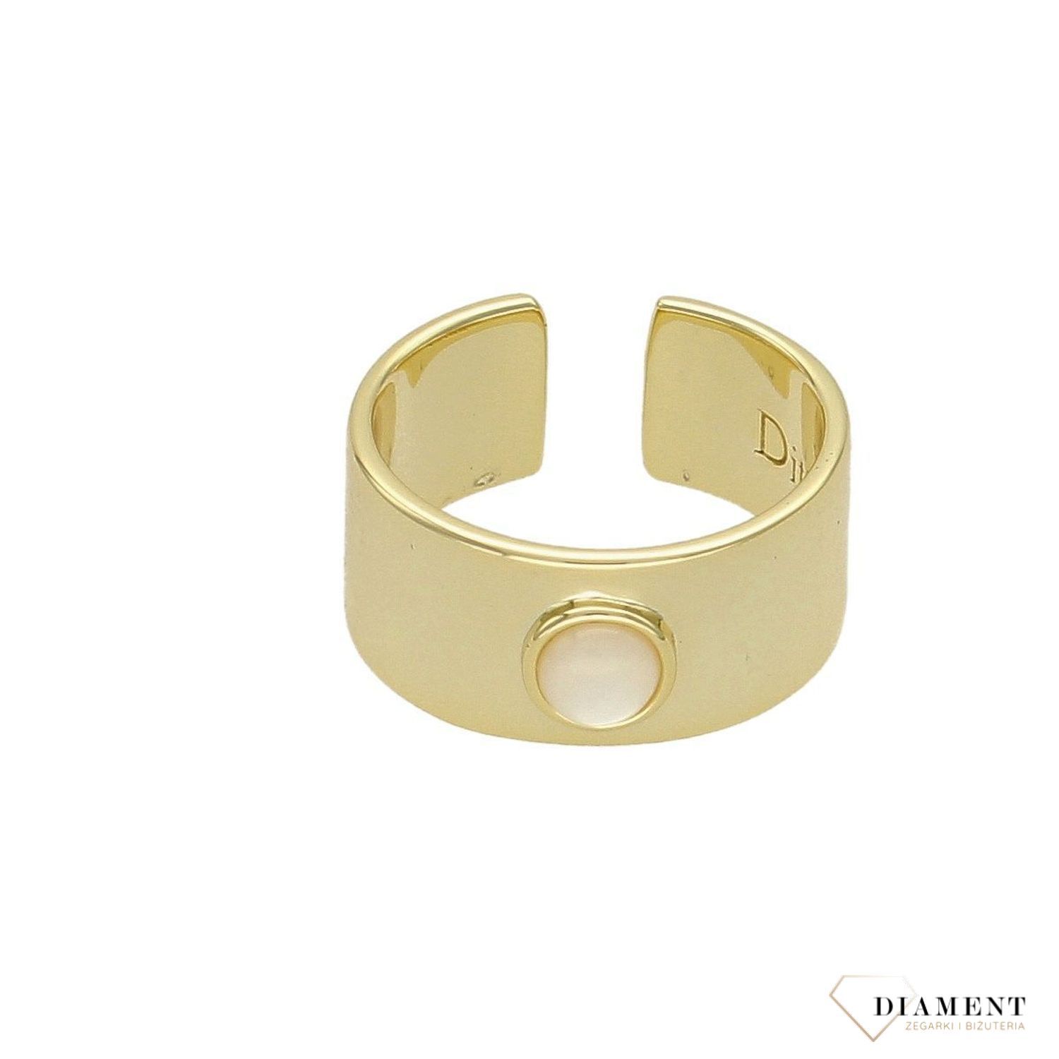 Srebrny pierścionek pozłacany z masą perłową DZP420 MPB Z. Pierścionek z masą perłową. Pierścionek srebrny. Pierścionek pozłacany. Srebrny pierścionek na prezent. Srebrny pierści.jpg